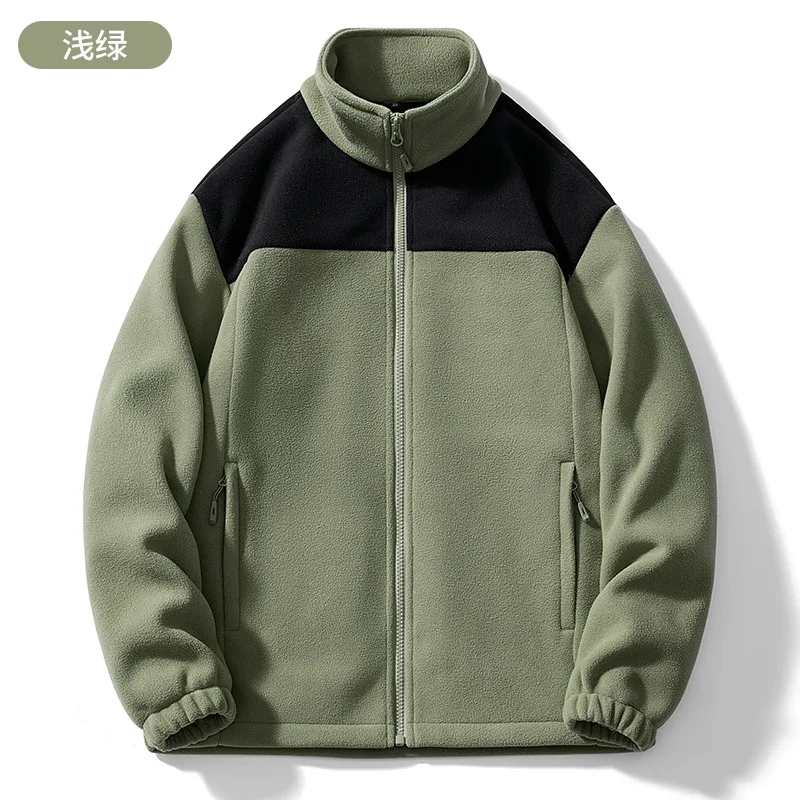 

Spring Clothing Men Women Couples Polar Fleece Casual Jackets Male Outdoor Sports Stand Collar Zipper Coats Loose Tops Outerwear