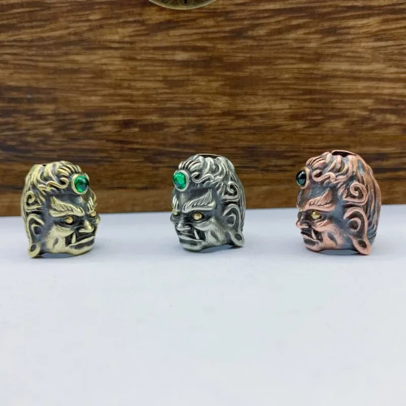 황동 Fudo Buddha 머리 조각 EDC 나이프 비즈 쥬얼리, DIY 파라코드 직조 랜야드 참 액세서리, 야외 도구 장식