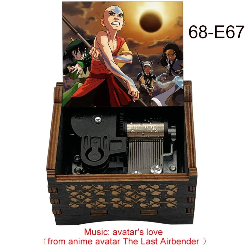 Black Wind Up Avatar's Love Wooden Music Box, Anime Avatar The Last Airbender Aang Cartoon Fans Gift Classmate Birthday Decor 4