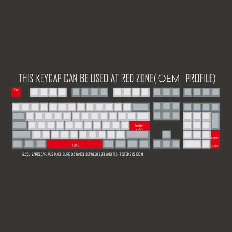 

4 Keys / Set 5 Sides Dye Sublimation Mechanical Keyboard Keycap for MX 6.25U Spacebar Enter keys OEM Dropship