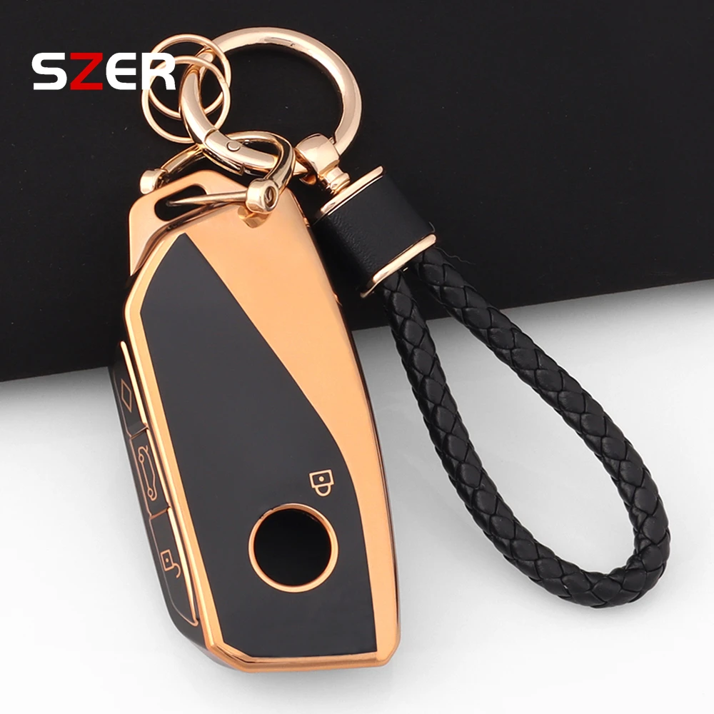 Premium TPU Car Key Case Cover with Keychain - Enhanced Protection