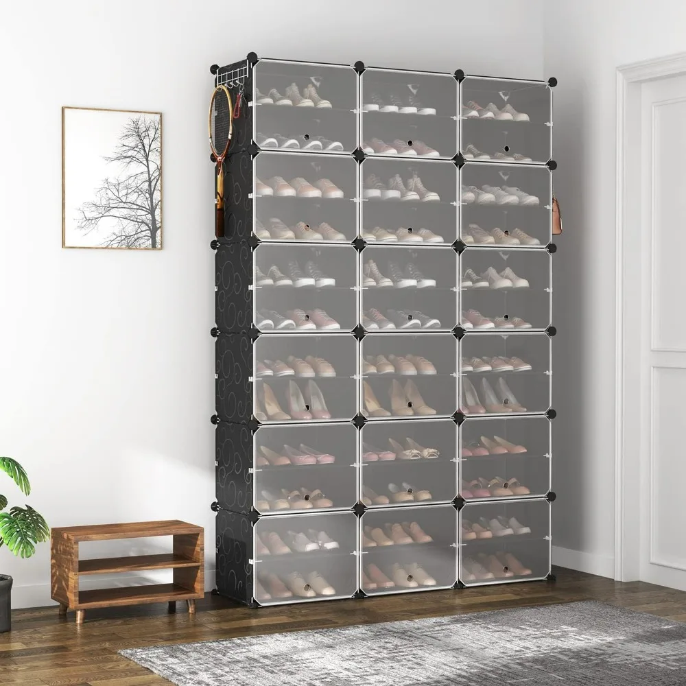 

Portable Shoe Rack , 72 Pairs Covered Rack Shoe Organizer for Closet Entryway 12-Tier Shoe Storage Cabinet
