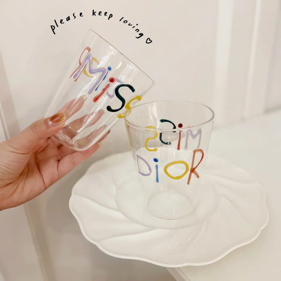 New Shot Glass Cup Heat-Resistant Wine Glasses Korean Cups Ins Bubble Tea  Glass Coffee Bowls Household Mug