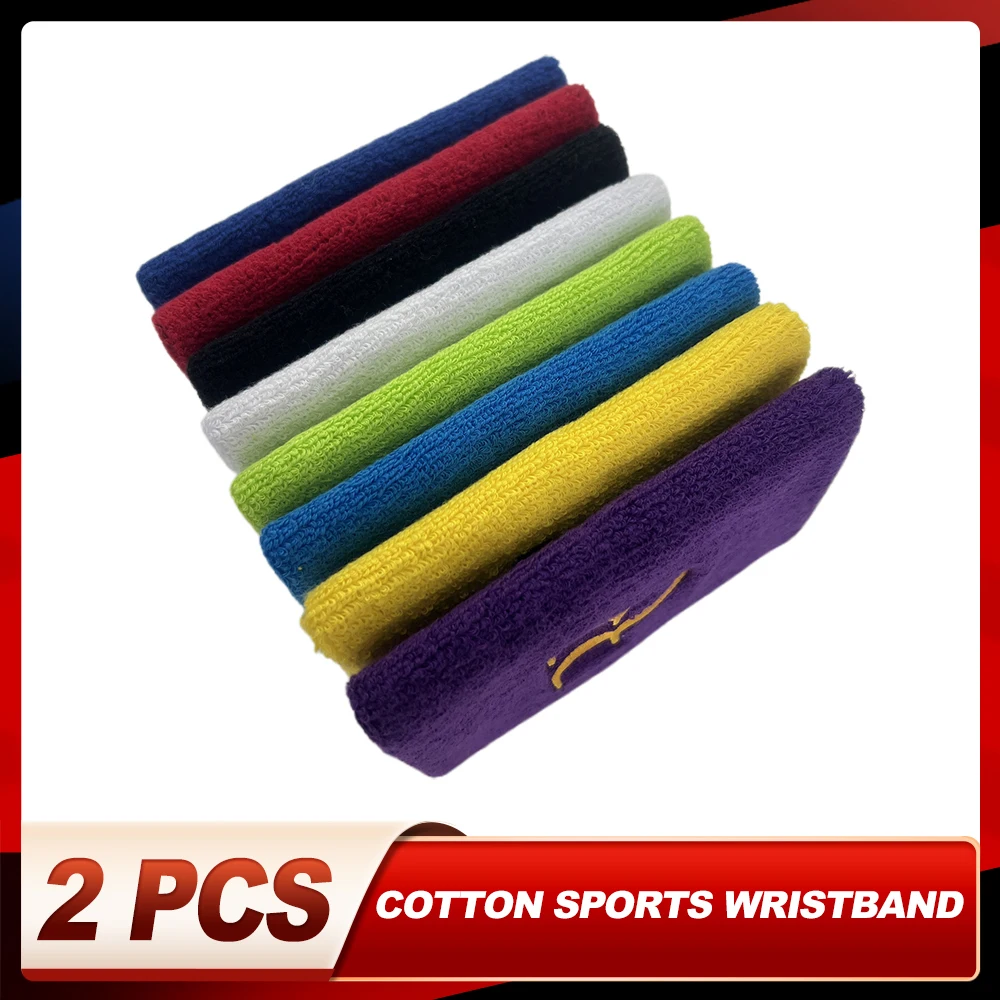2Pcs 4.53&times;3.15in Cotton Tennis Wristband Ball Sports Wristband Fitness Running Wrist Sweat-Absorbent Belt Sports Protective Gear