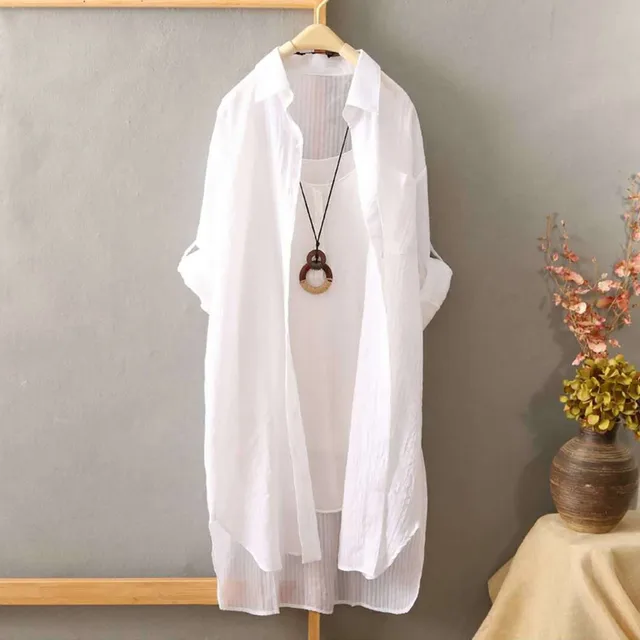 Basic Long Sleeve Shirt For Women Front Button Classic Collared Plain Parisian White Shirt Spring Summer Chic Tops Korean Outfit 1