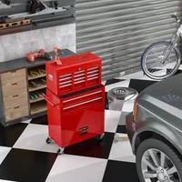 Rolling Tool Chest, Detachable Top, Mechanic Tool Organizer Box for Garage Repair Shop and Workshop, Tool Cabinet w/Lock & Key 1