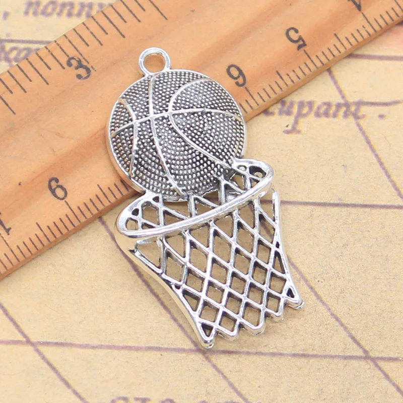 5 Stück Charms Basketballkorb 44x24mm Antik Silber Farbe Anhänger Herstellung DIY handgemachter tibetischer Schmuck