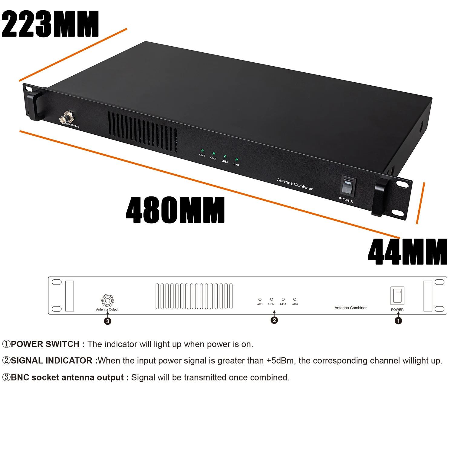 Betagear Active UHF Directional Antenna Combiner MT86 RF Signal Amplifier For In Ear Monitor Splitter 450-950Mhz 100-240VAC