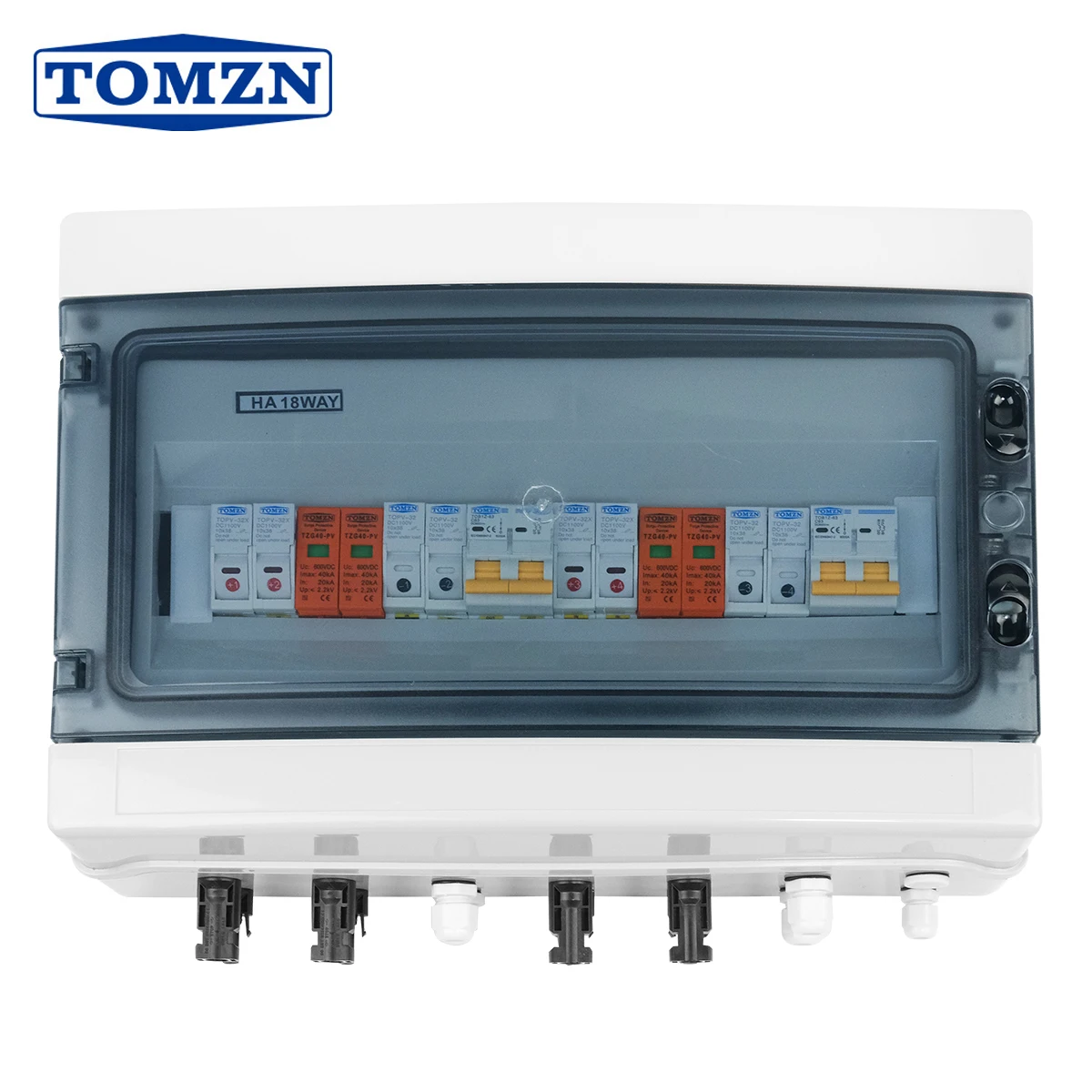 Solar Fotovoltaica pv Combiner Box Caixa à Prova Dágua Proteção contra Raios Entrada Out dc 600v Fusível Mcb Spd Ip65 18 Maneiras