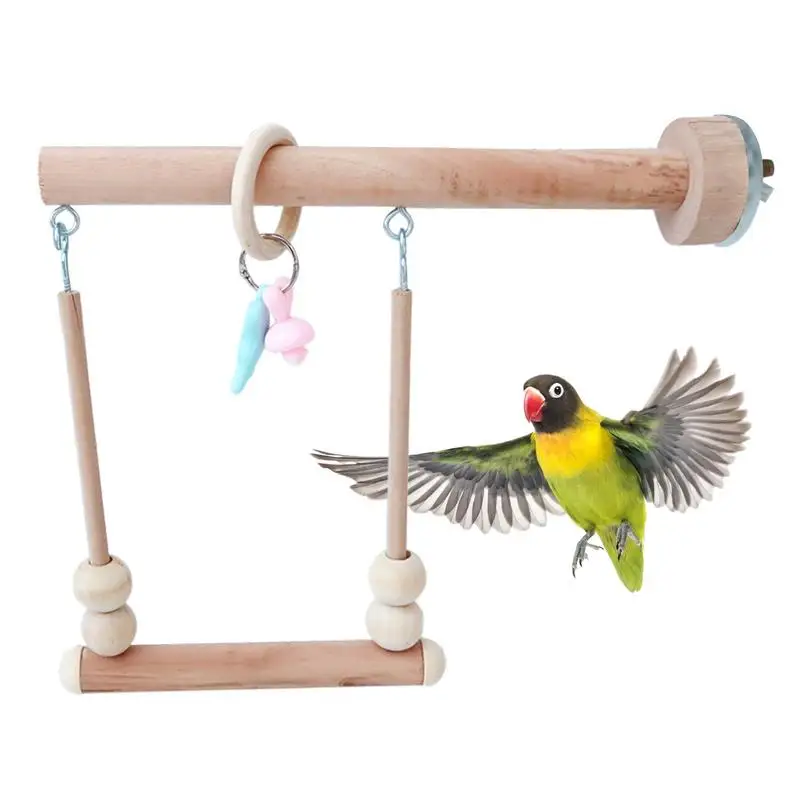 

Parrot Swing Wooden Rest Place Birds Toys Cage Accessories Natural Bird Swing Hang Chewing Toys for Conures Parakeets and Parrot