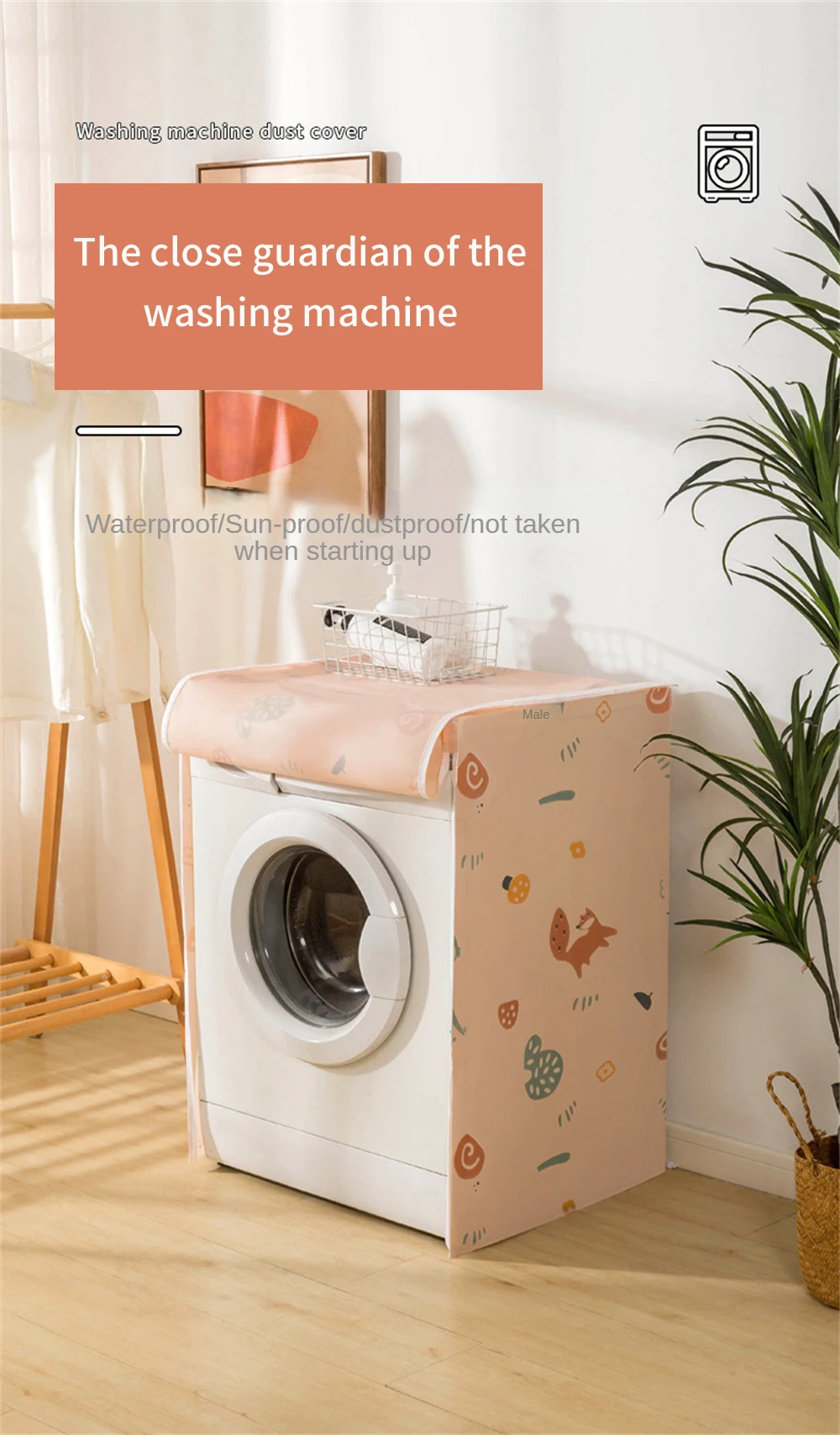 Description Picture 5 of itemPEVA Washing Machine Cover Transparent Sunscreen Dust Proof Cover Loading/Front Loading Washing Machine Home Laundry Accessories