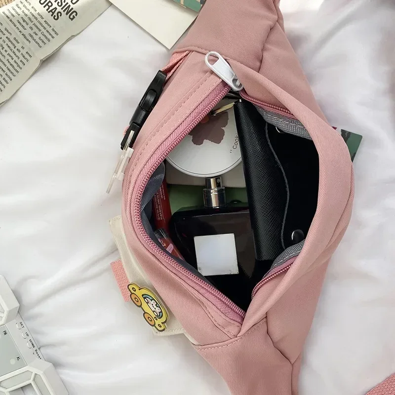 Waist Bags For Women Canvas Leisure Solid Color Fanny Pack For Girls Cute Crossbody Chest Bag Belt waist bag chest bag crossbody bag