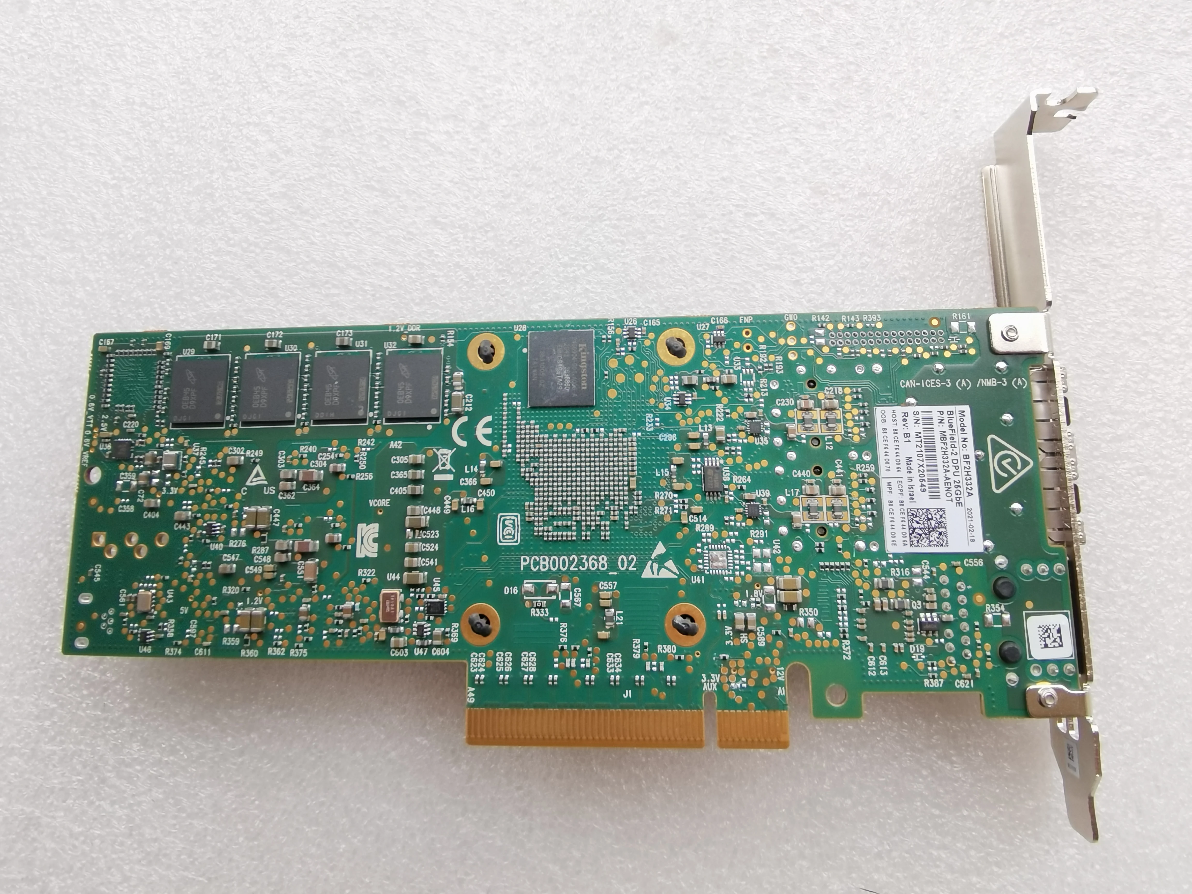 Mellanox MBF2H332A-AENOT BlueField-2 DPU 25GbE 용 네트워크 카드, SmartNIC MBF2H332A 어댑터, 듀얼 포트 SFP56