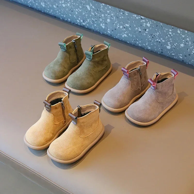 Children Boots Children Boots Autumn Winter Kids Warm Fur Shoes Vintage Style Toddler Boys Girls Soft PU Leather Ankle Boots