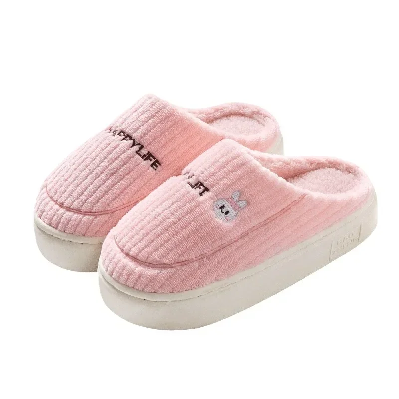 Cotton Slippers for Women Suitable for Home Use Indoor Anti Slip Confinement Shoes Thick Soled Warm for Couples Men Slippers 5