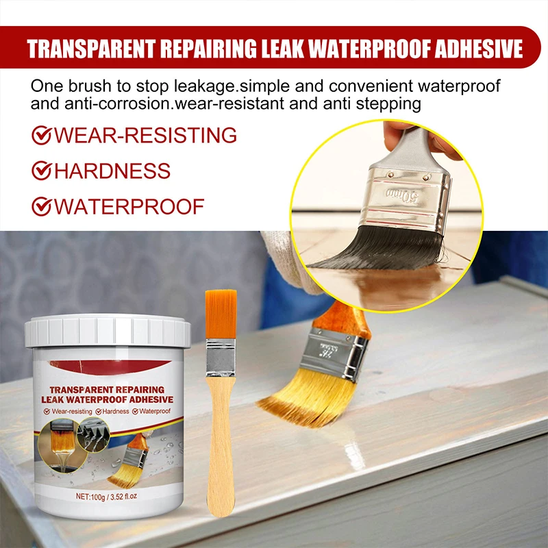 Invisible Waterproof Agent Strong Transparent Sealing Coating Repairing Antileak Glue Invisible Paste Glue With Brush 100-1000g sealant paste waterproof sealant liquid glue