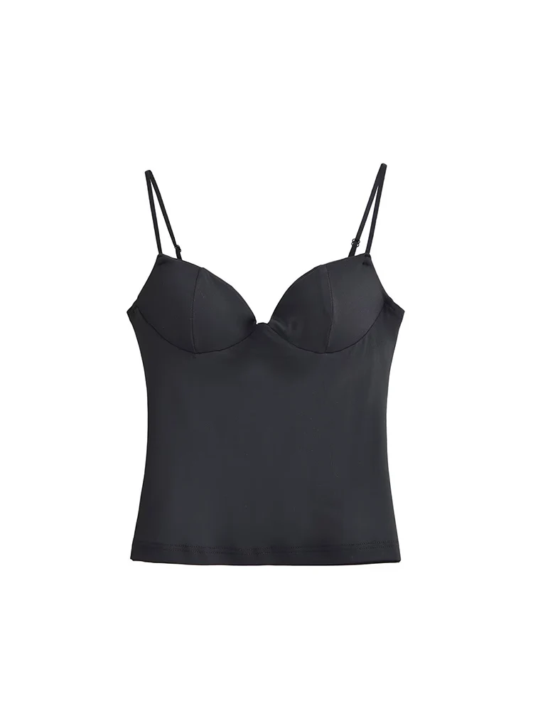 Summer New Women Solid Sling Vest Casual Slim Fit Simple Style V Neck Sleeveless Strap Tops Elegant Fashion Outer Wear Top