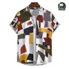 Men's Casual Short Sleeve Shirt Patchwork Plaid Print Summer Daily Casual Wear Men's Shirt Oversized Top Size S-5XL 2