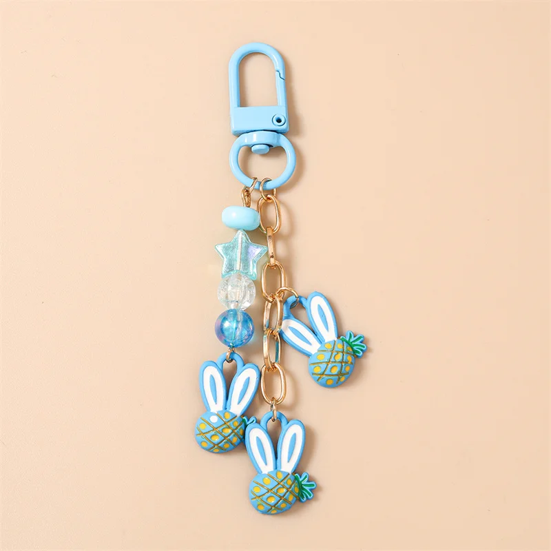 Aihua Niedlicher Ananas-Erdbeer-Hasen-Schlüsselanhänger für Frauen und Mädchen, Lieblicher Häschen-Schlüsselring-Anhänger für Handtaschen-Deko, DIY Schlüsselkette Geschenke – Detail 7