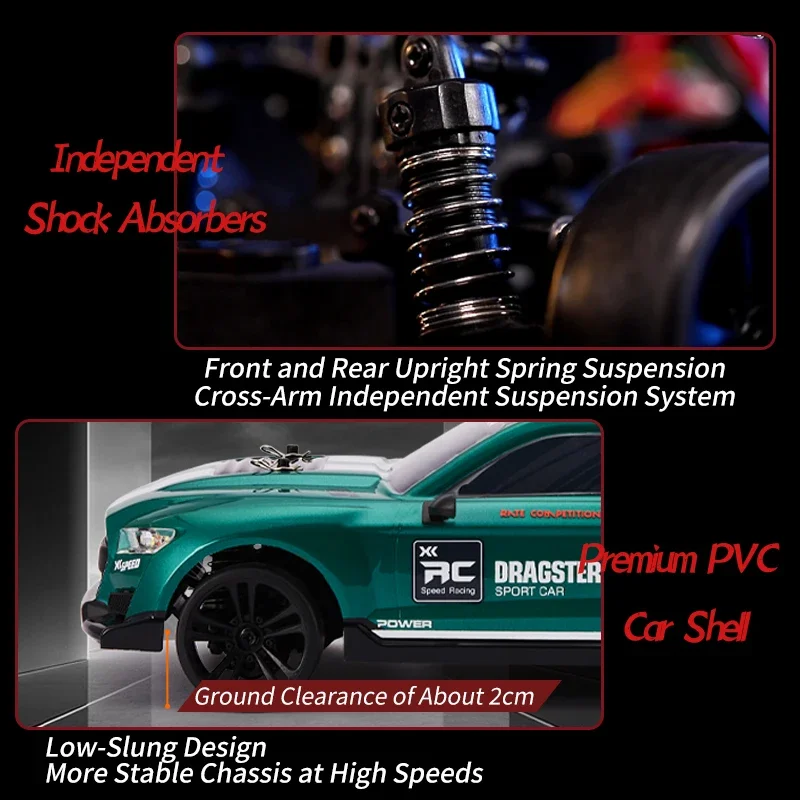 RC Cars 1/14 48Km/h Drift Racing 2.4G 4WD High Speed Remote Control Model Electric Vehicle Car with Light Xmas Gift for Kids