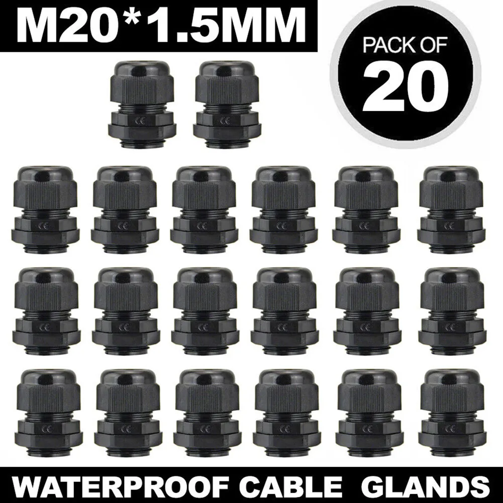 

20MM Nylon Cable Connector Black M20 6-12mm Nylon Cable Joint Waterproof IP68 Compression Filler Wiring Accessories Replacement