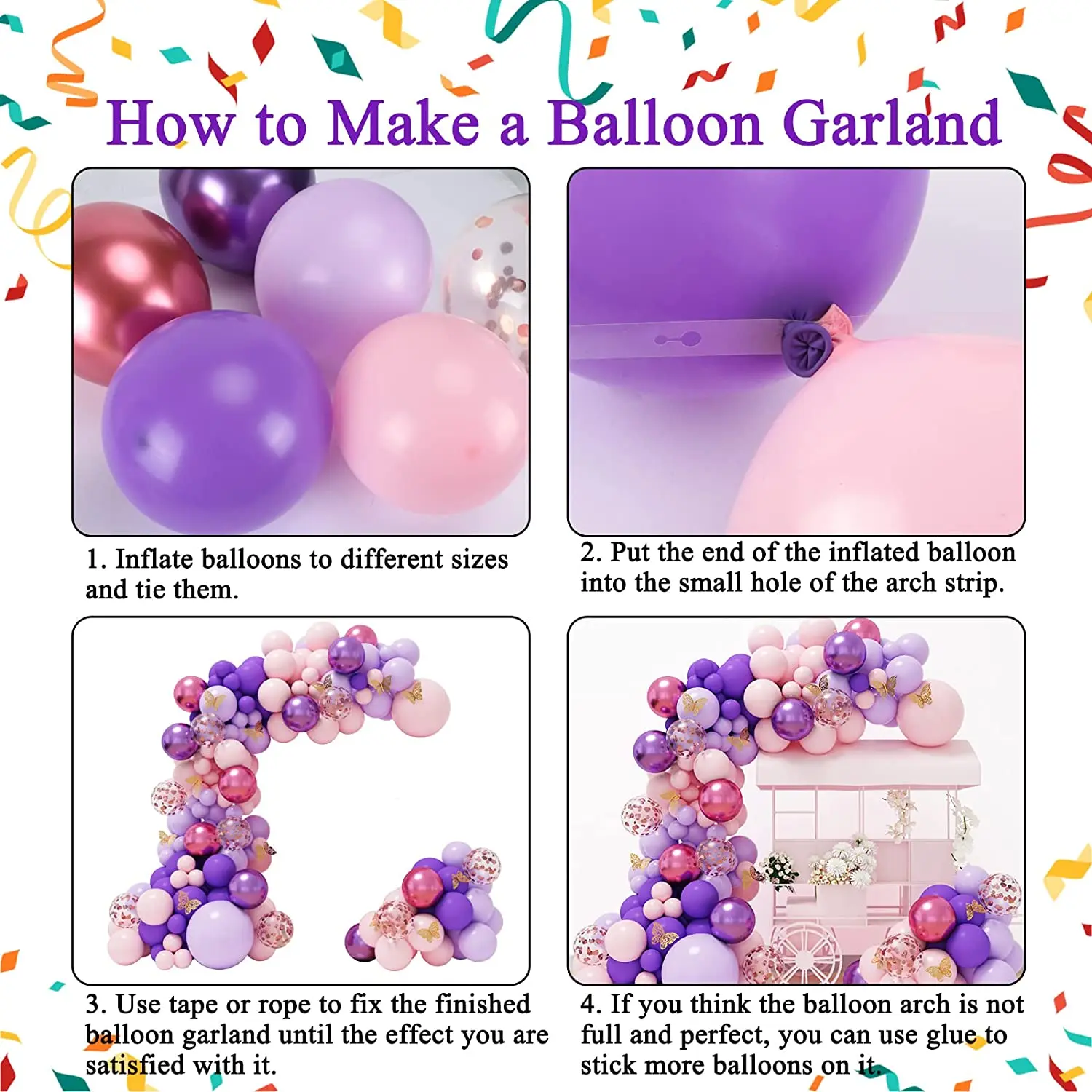 Butterfly Pink Purple Balloon Garland Kit Butterfly for Baby Shower Women Birthday Bachelorette Engagement Party Decorations