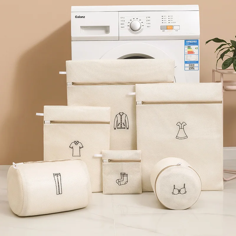 

1set 6pcs Mesh Laundry Bag Polyester Laundry Wash Bag Net Laundry Bags for Washing Machines Mesh Bag Travel Storage Bag 135gsm