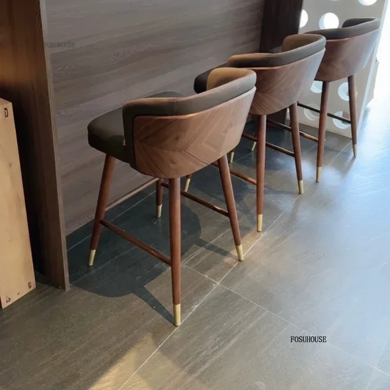 Italian Minimalist Bar Stools for Small Apartment High Kitchen Stools High-end Designer Backrest Bar Chairs Home Furniture