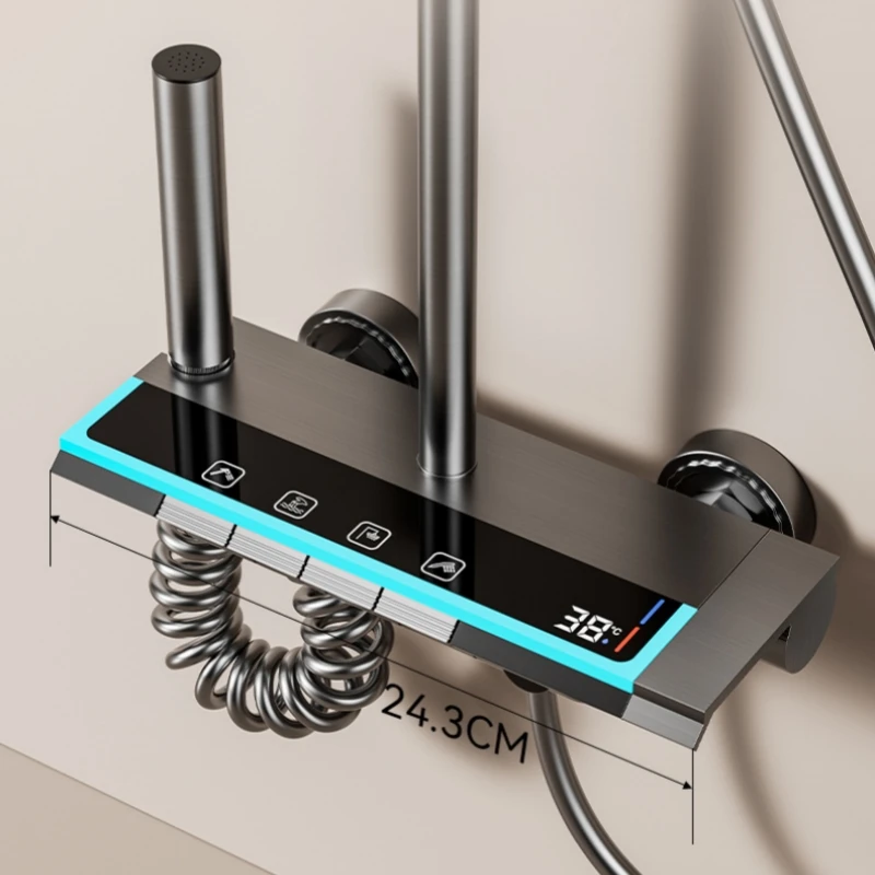 High-end 4 Functions Bathroom Shower Faucet Set Digital Temperature Display Shower System Hot Cold Showers Mixer Pressure Taps 3