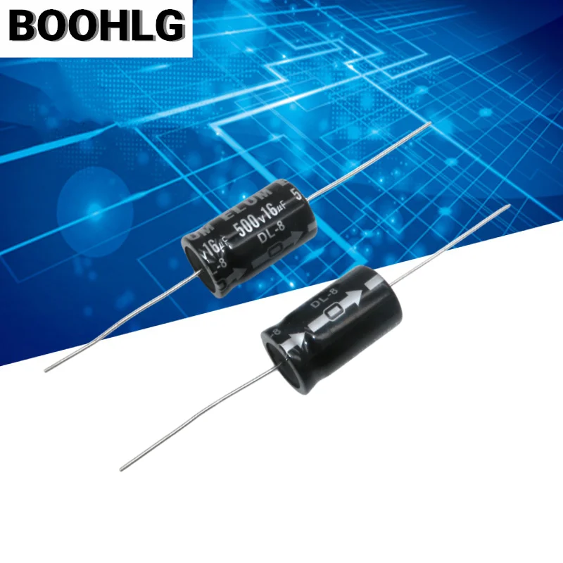 2pcs ELUM 500v 16UF horizontal axial polarized filter electrolytic capacitor 450v 16uf 16X28