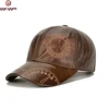 Fashion Men Genuine Cowhide Leather Baseball Cap Casual Real Leather Hat Autumn Winter Real Cowhide Leather Ear Protection Caps 1