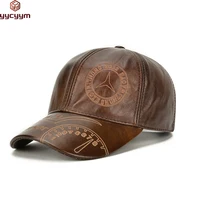 Fashion Men Genuine Cowhide Leather Baseball Cap Casual Real Leather Hat Autumn Winter Real Cowhide Leather Ear Protection Caps 1