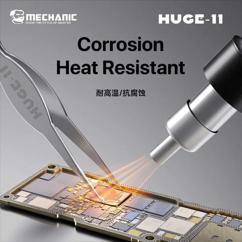 MECHNAIC HUGE-11 고경도 와이드 바디 핀셋 휴대폰 수리용 PCB 칩 나사 클램핑 도구용 부식 방지