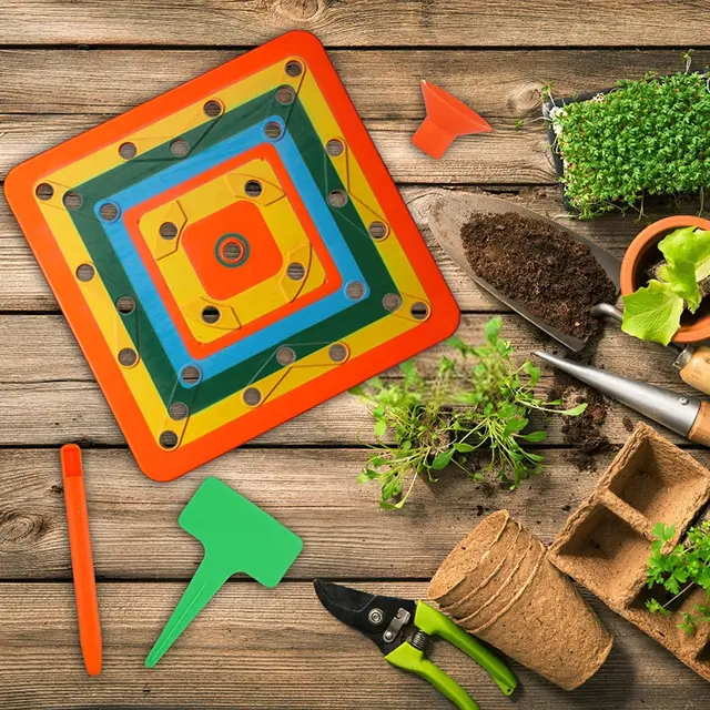 2 Db Négyzet Alakú Vetőmag Sablon | Színes Négyzetlábú Kertészeti Vetőgép Kerti Magvak Szervező Ellátás - Image 2