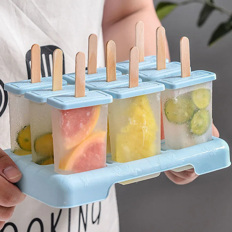 Ice Cream Mold 9 Ice Popsicle Mold Set Homemade Household Reusable Ice Cream Mold with Stick Creative Kitchen Accessories