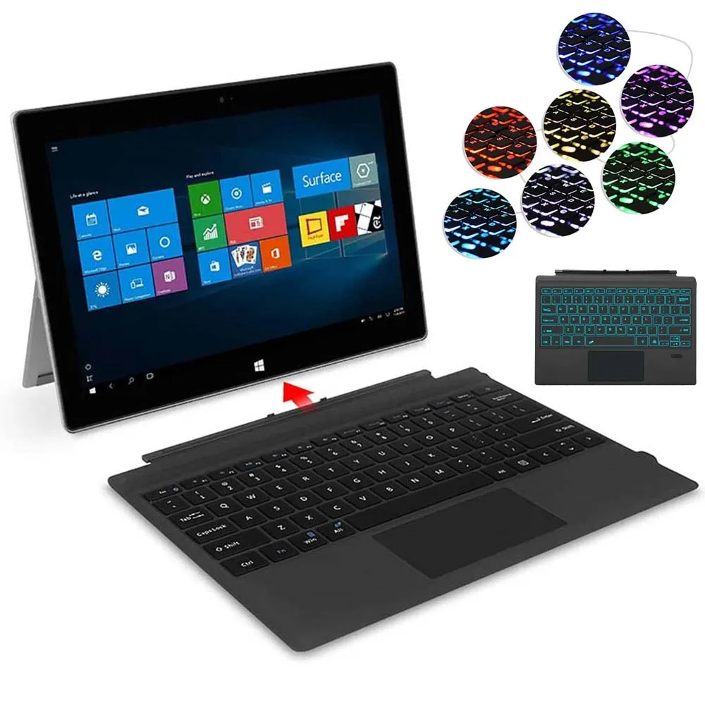 

Bluetooth-клавиатура для Microsoft Surface Pro 3 4 5 6 7 Go 2, Беспроводная игровая клавиатура с подсветкой и тачпадом для планшетного ПК, ноутбука