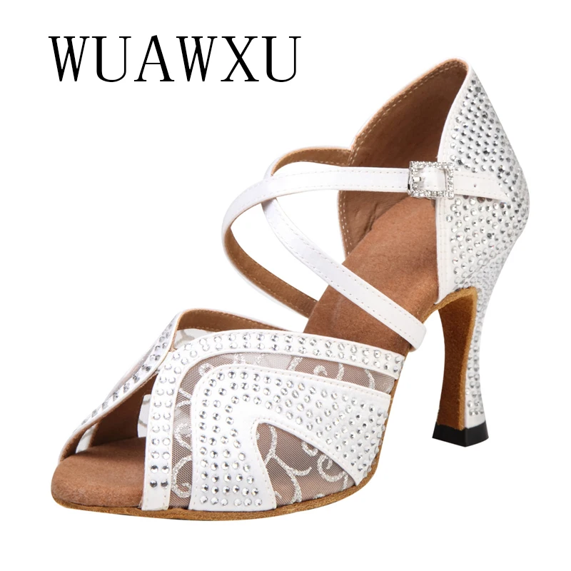 NATASHA Dance Shoes Hot Diamond Women's Soft Sole Latin Dance Shoes Square National Standard Social Dance Latin Sandals Medium H