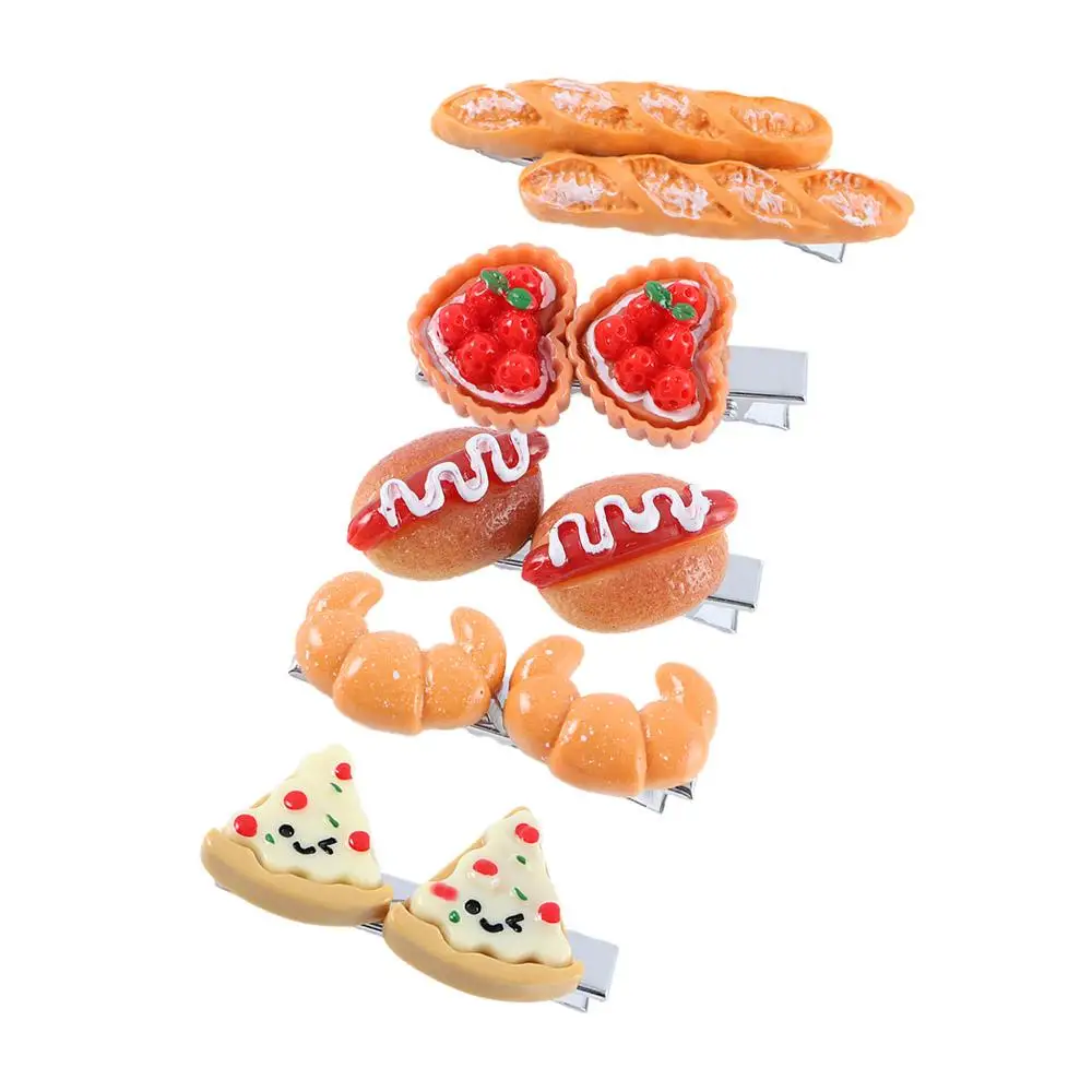 Funny Cute Pizza Simulated Food Hot Dog For Girls Women Hair Clips Korean Barrettes BB Hairpins Duckbill Side Clips