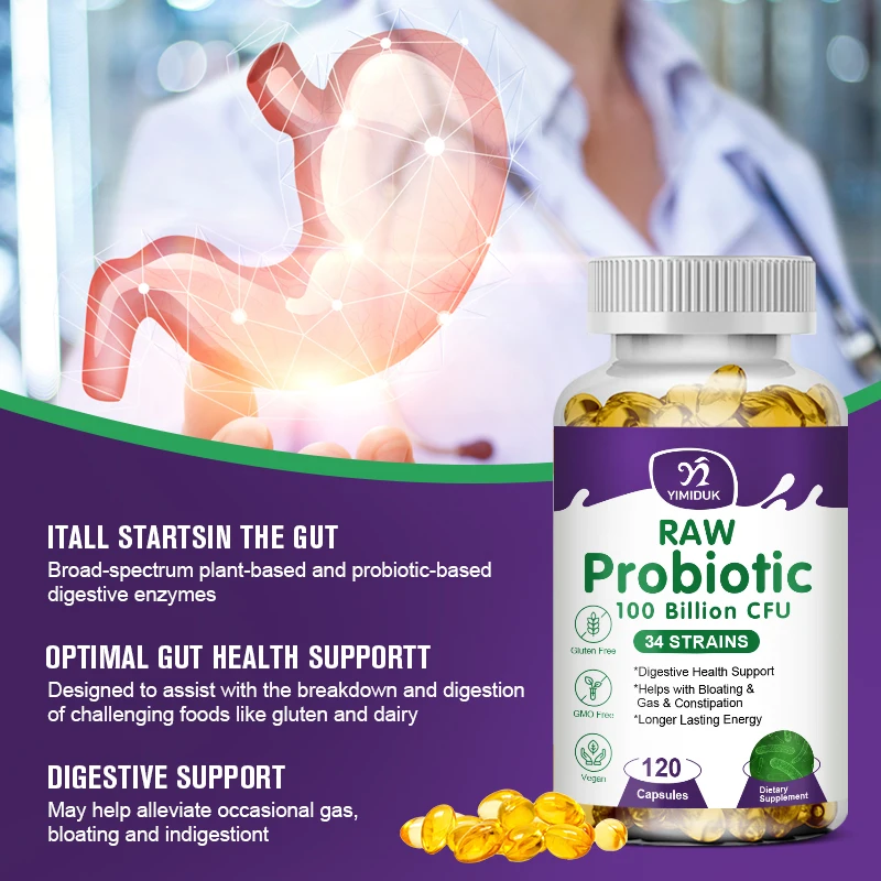 Organic Enzymes Probiotic Capsule 100 Billion CFU Probiotics Nutrient Digestion & Gut Health Women & Men