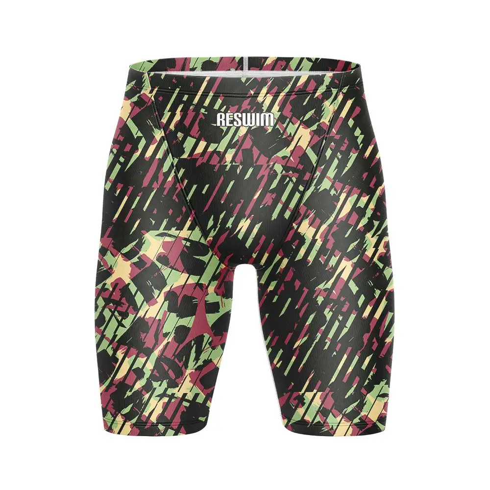 Summer Men's Swim Jammer Shorts Endurance Athletic Training Swimsuit Beach Swimming Trunks Swimwear Jammer GYM Surf Tight Shorts