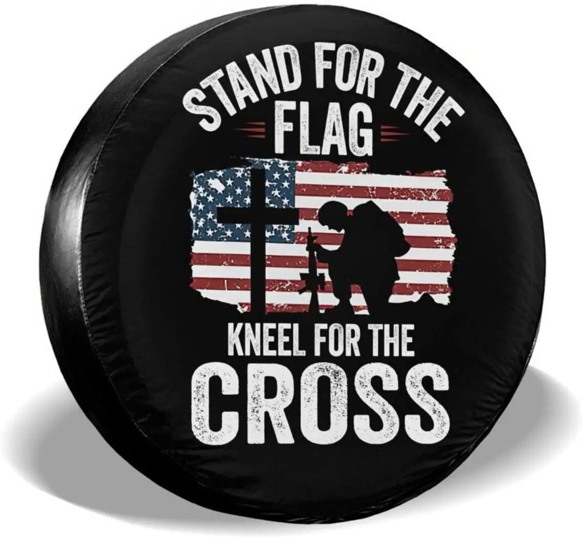 HAINANBOY Stand for The Flag Kneel for The Cross Spare Tire Covers Potable Dirt Protector Wheel Covers Weather-Proof for Trailer