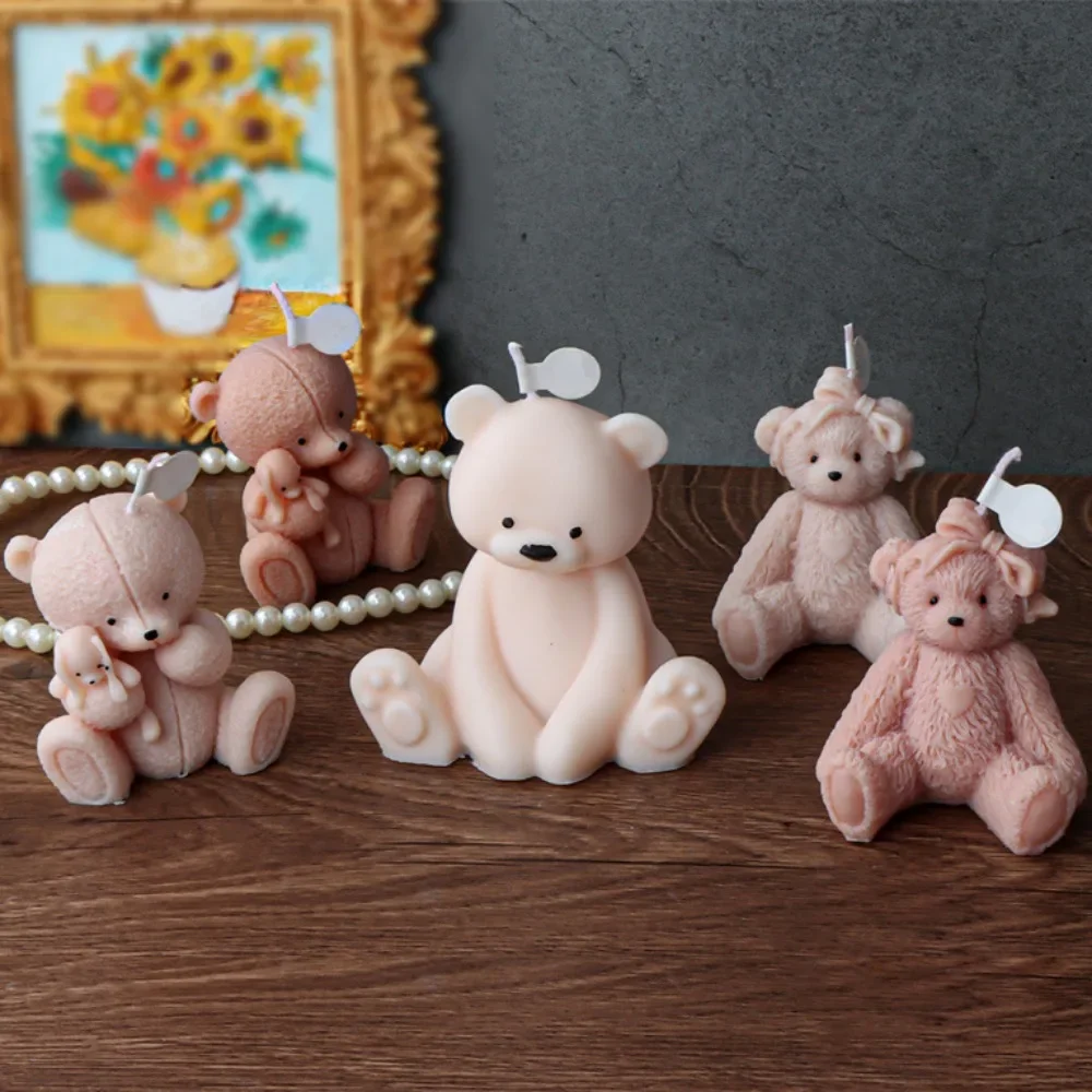 Animal Bear Candle Silicone Mold DIY Cartoon Teddy Bear Plaster