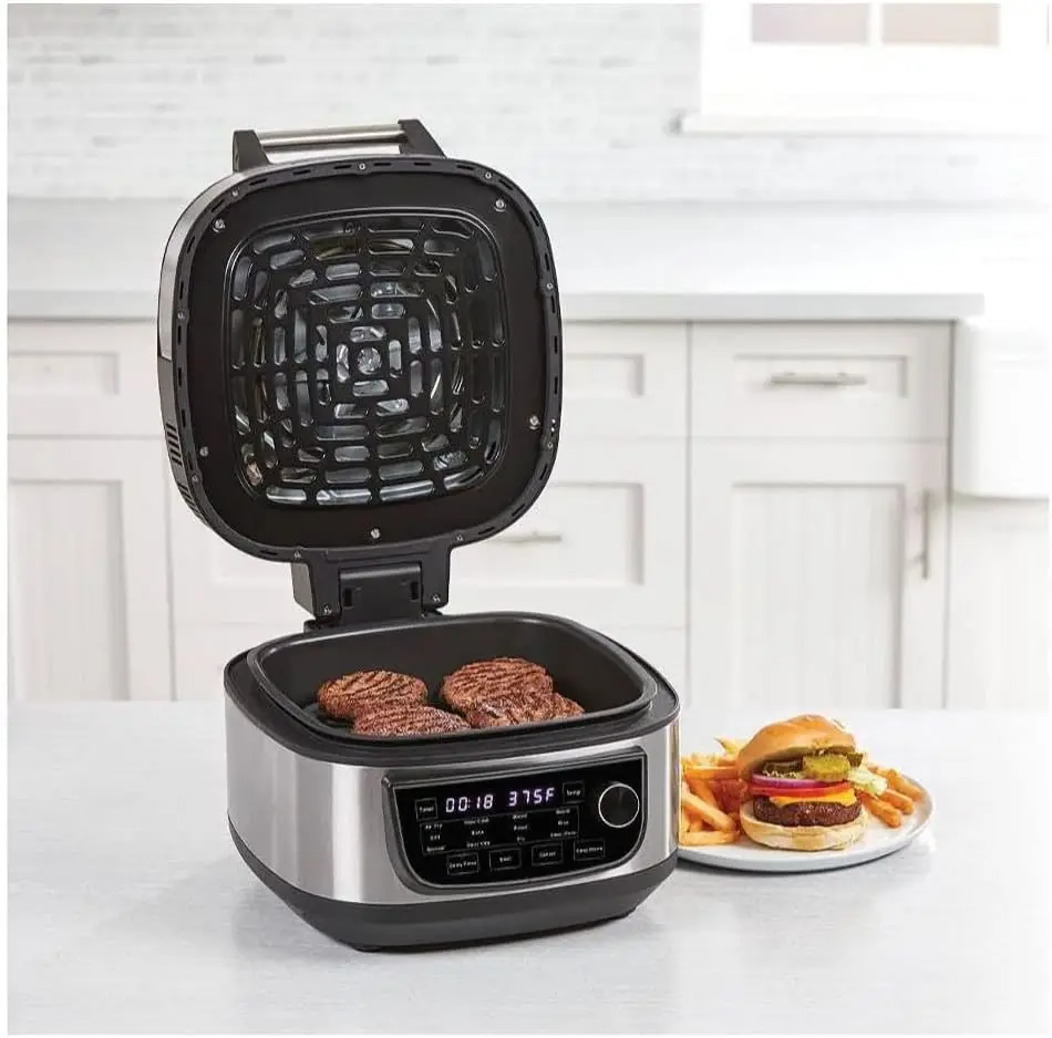 Grill Air Fryer Combo 6 QT 12-in-1 Indoor Slow Cooker, Roast, Bake, 1550-Watts, Stainless Steel Finish (Standard) 6
