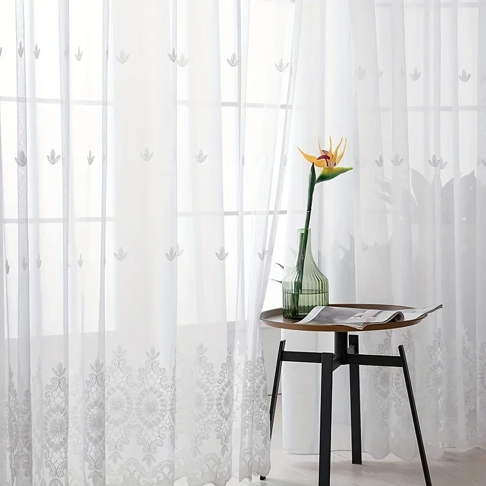 Chinese Modern Simple Ruyi Embroidered Gauze Curtain Curtains for Living Dining Room Bedroom Breathable,Translucent Nordic Style 2