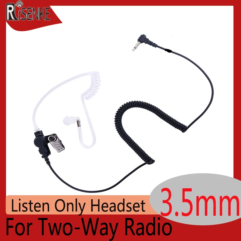 RISENKE-Clear Acoustic Coil Tube Earbud, Audio Kit for Two-Way Radio, Surveillance Headset, Only, 3.5mm