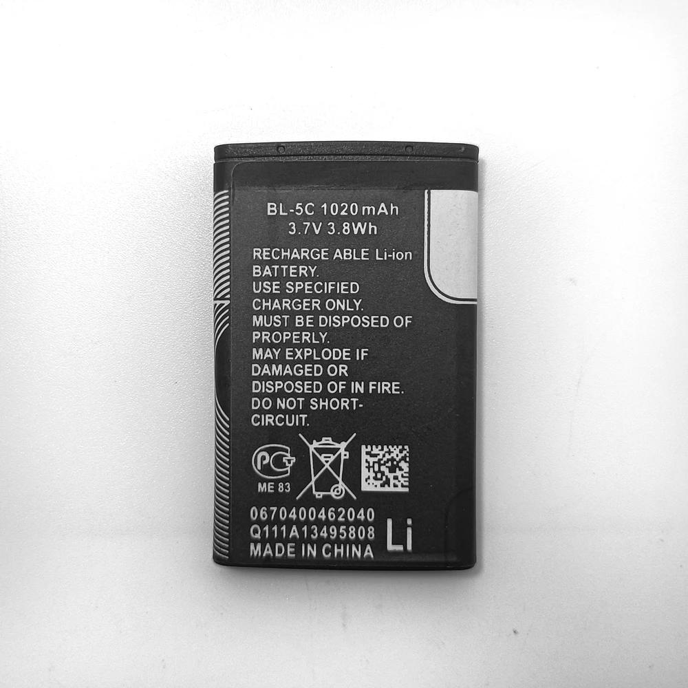 BL5C BL-5C 3.7V 1020mah Lithium Polymer Phone Battery For Nokia 1100 1110 1200 1208 1280 2600 2700 3100 3110 5130 6230 1600