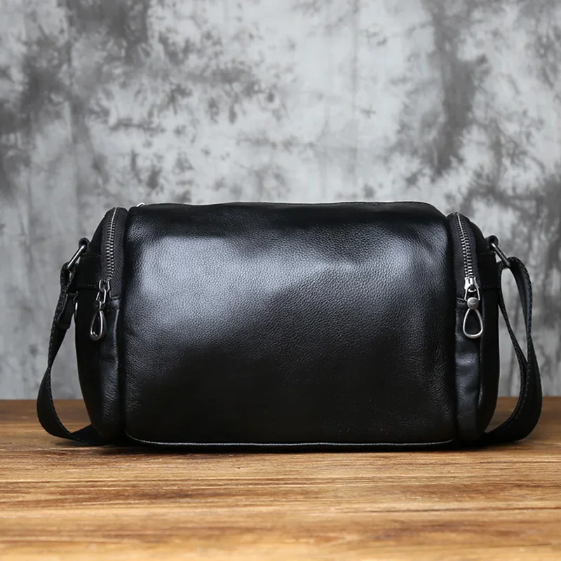 NZPJ Genuine Leather Men's Shoulder Bag Trendy Crossbody Bag top Layer Cowhide Men's bag Leisure Postman Bag For 10 Inch IPad