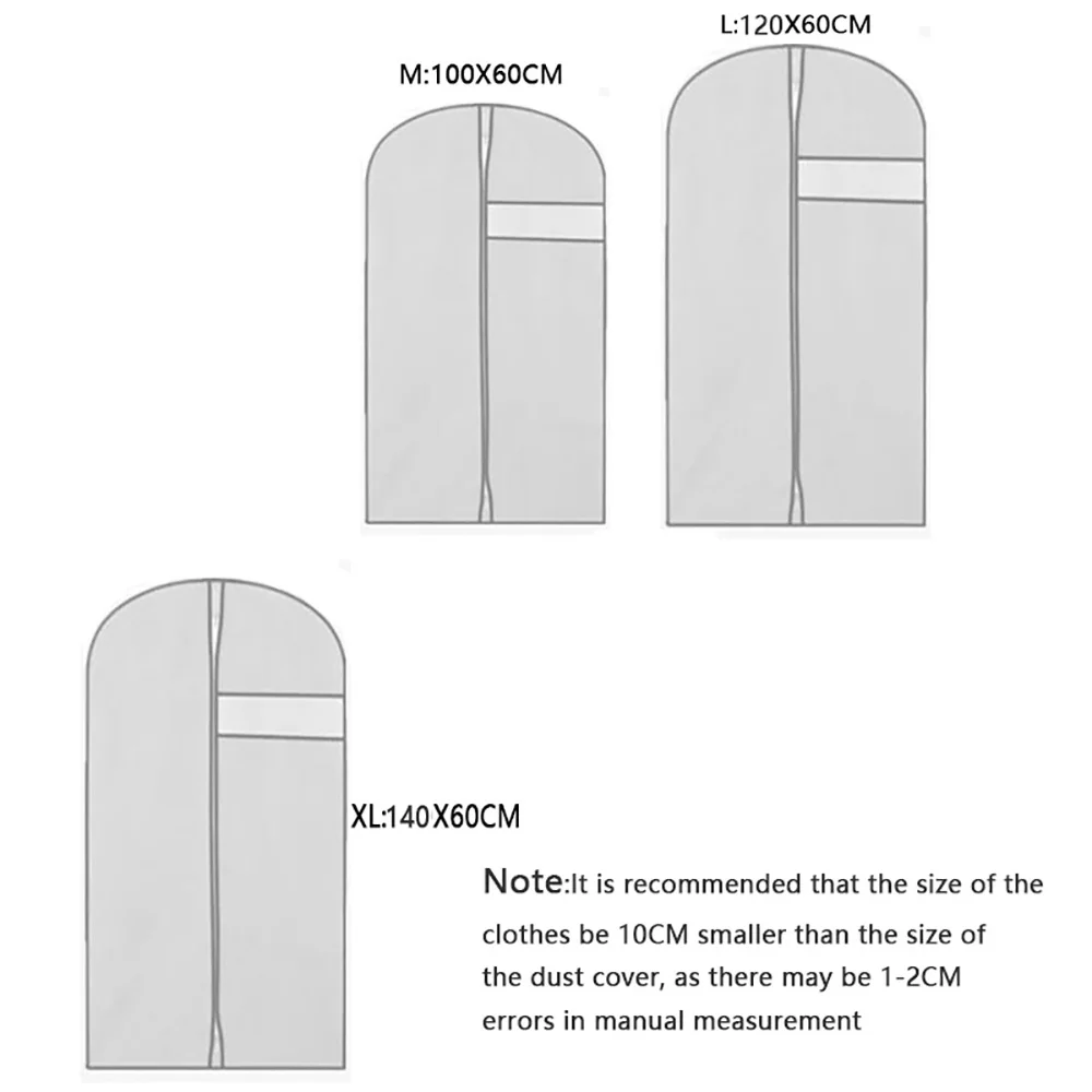 Dustproof Clothing Covers Waterproof Clothes Dust Cover Coat Suit Dress Protector Hanging Garment Bags Black Closet Organizer
