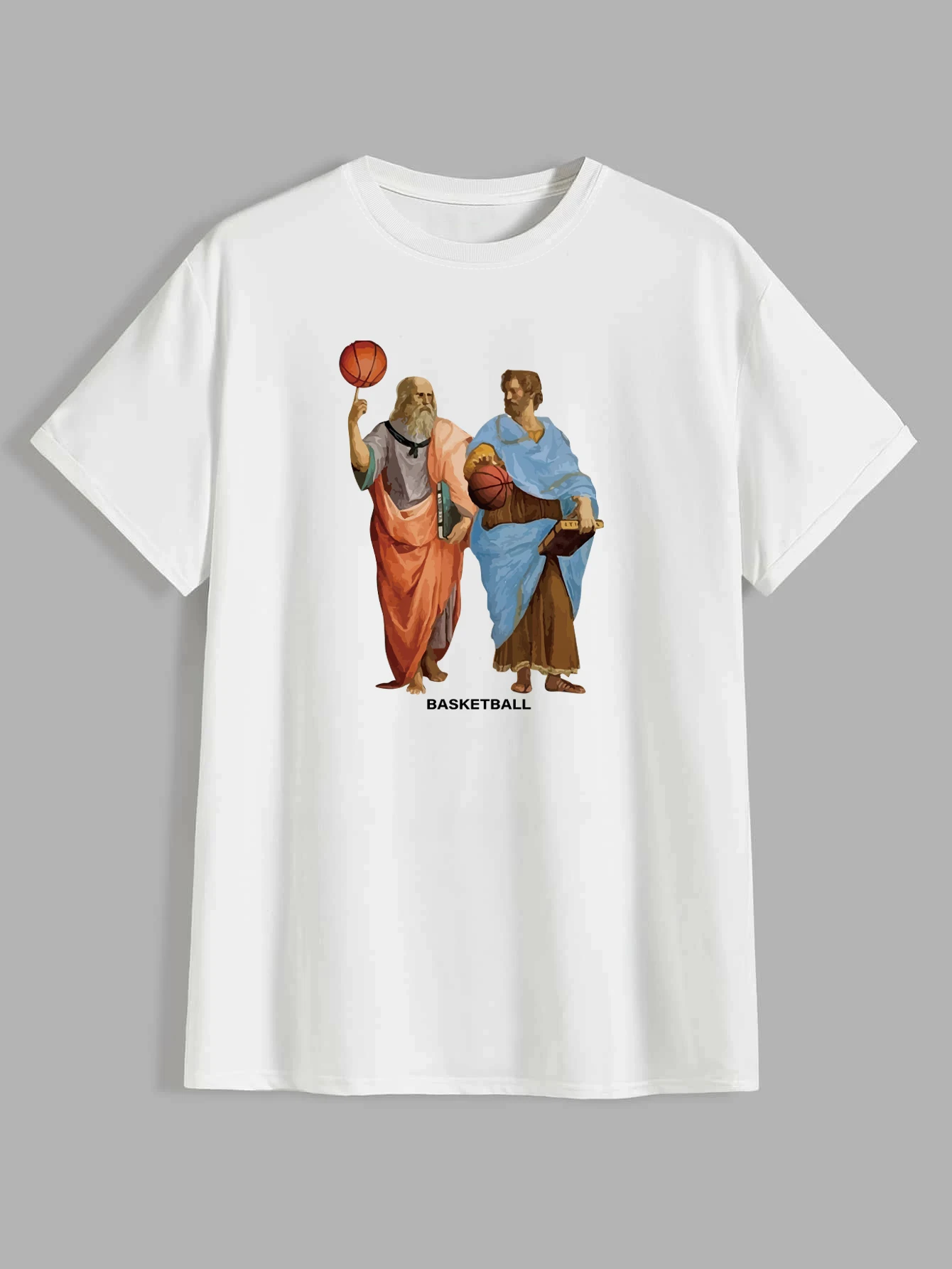 Divertente vecchio che gioca a basket T-shirt con stampa, top a maniche corte girocollo, abiti estivi con grafica, abbigliamento da uomo_voghion.com