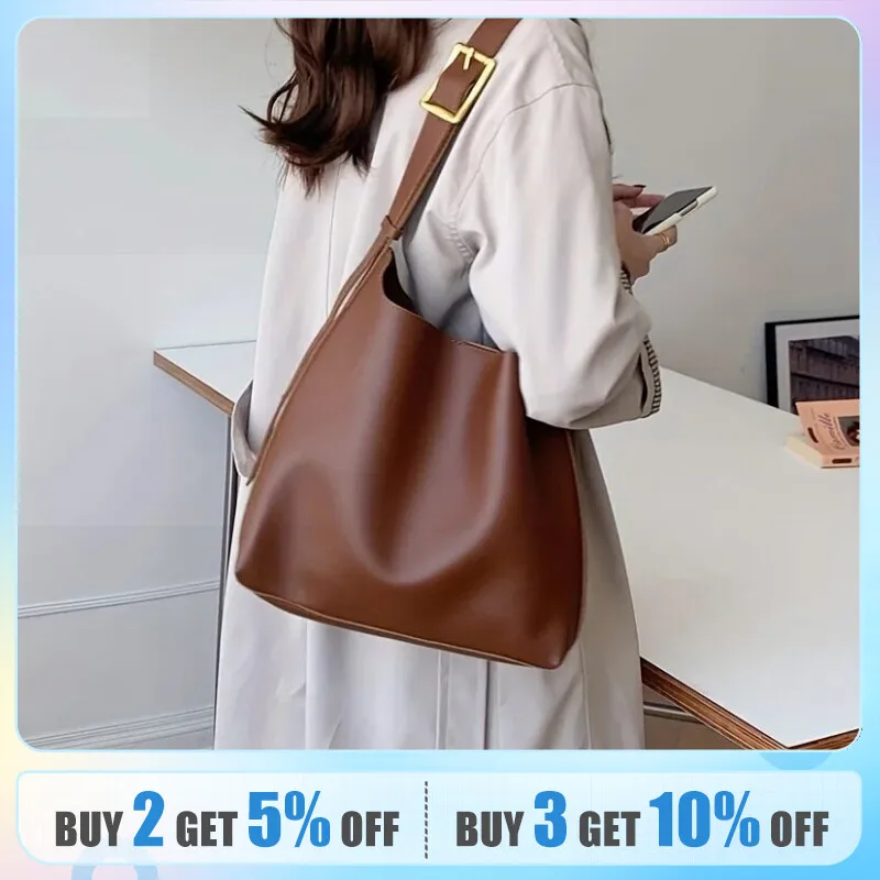 All-Match Women Shoulder Bag Solid Fashion Handbag Crossbody Bag Women's Minimalist PU Leather Bag For Work